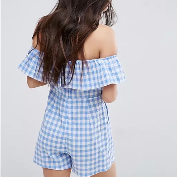 New Look Petite Gingham Double Layered Romper - Picture 5 of 5